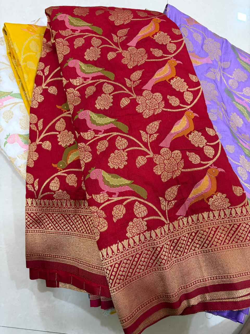 PURE BANARASI KHADI SILK  GOLD ZARI WEAVING SAREE AT WHOLESALE PRICE