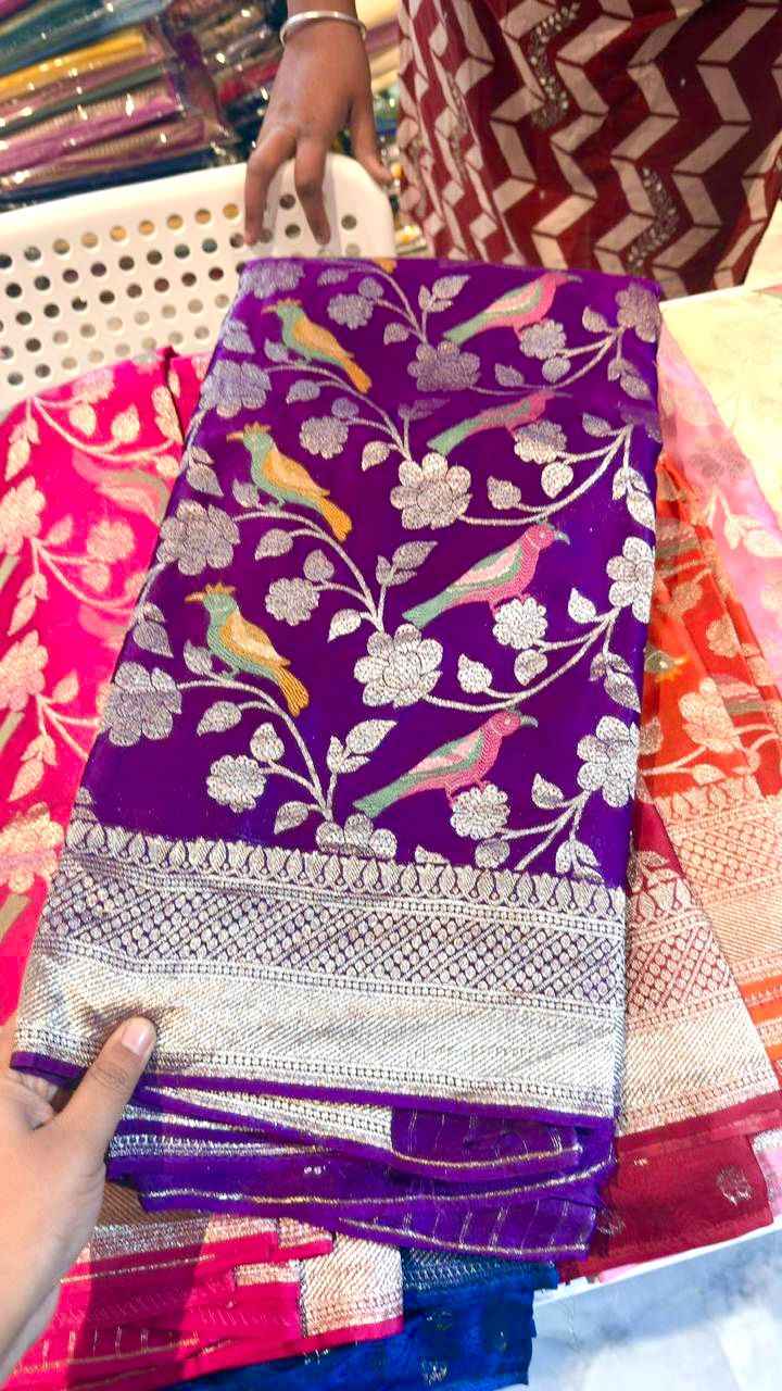 PURE BANARASI KHADI SILK  GOLD ZARI WEAVING SAREE AT WHOLESALE PRICE