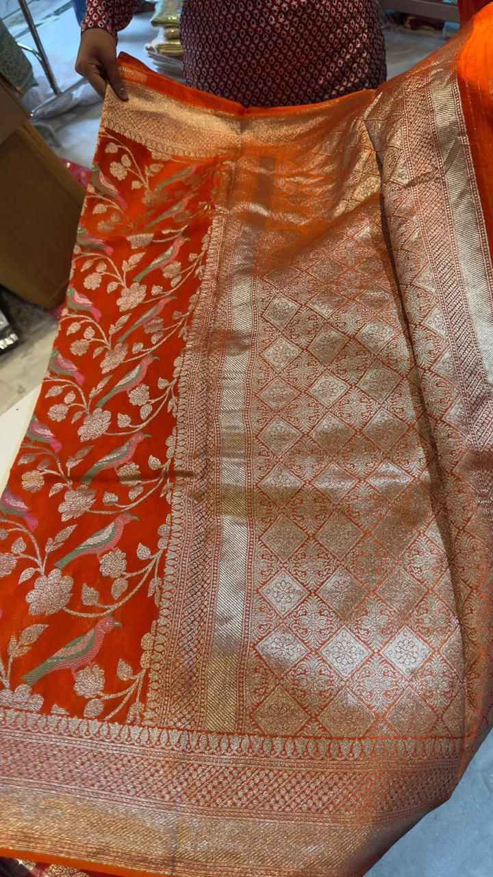 PURE BANARASI KHADI SILK  GOLD ZARI WEAVING SAREE AT WHOLESALE PRICE