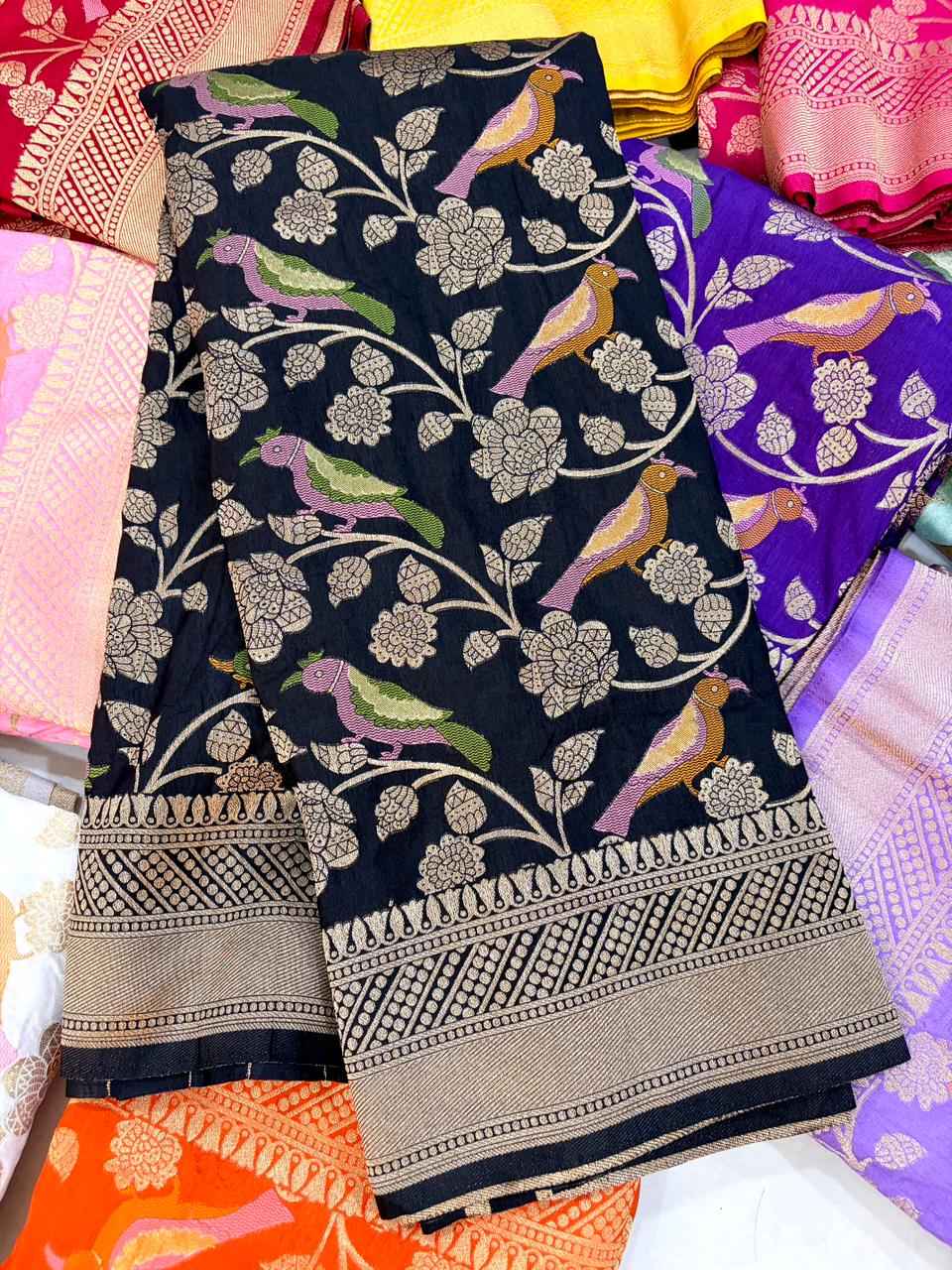 PURE BANARASI KHADI SILK  GOLD ZARI WEAVING SAREE AT WHOLESALE PRICE