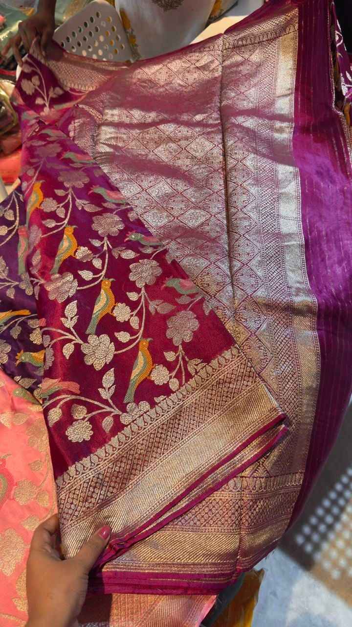 PURE BANARASI KHADI SILK  GOLD ZARI WEAVING SAREE AT WHOLESALE PRICE