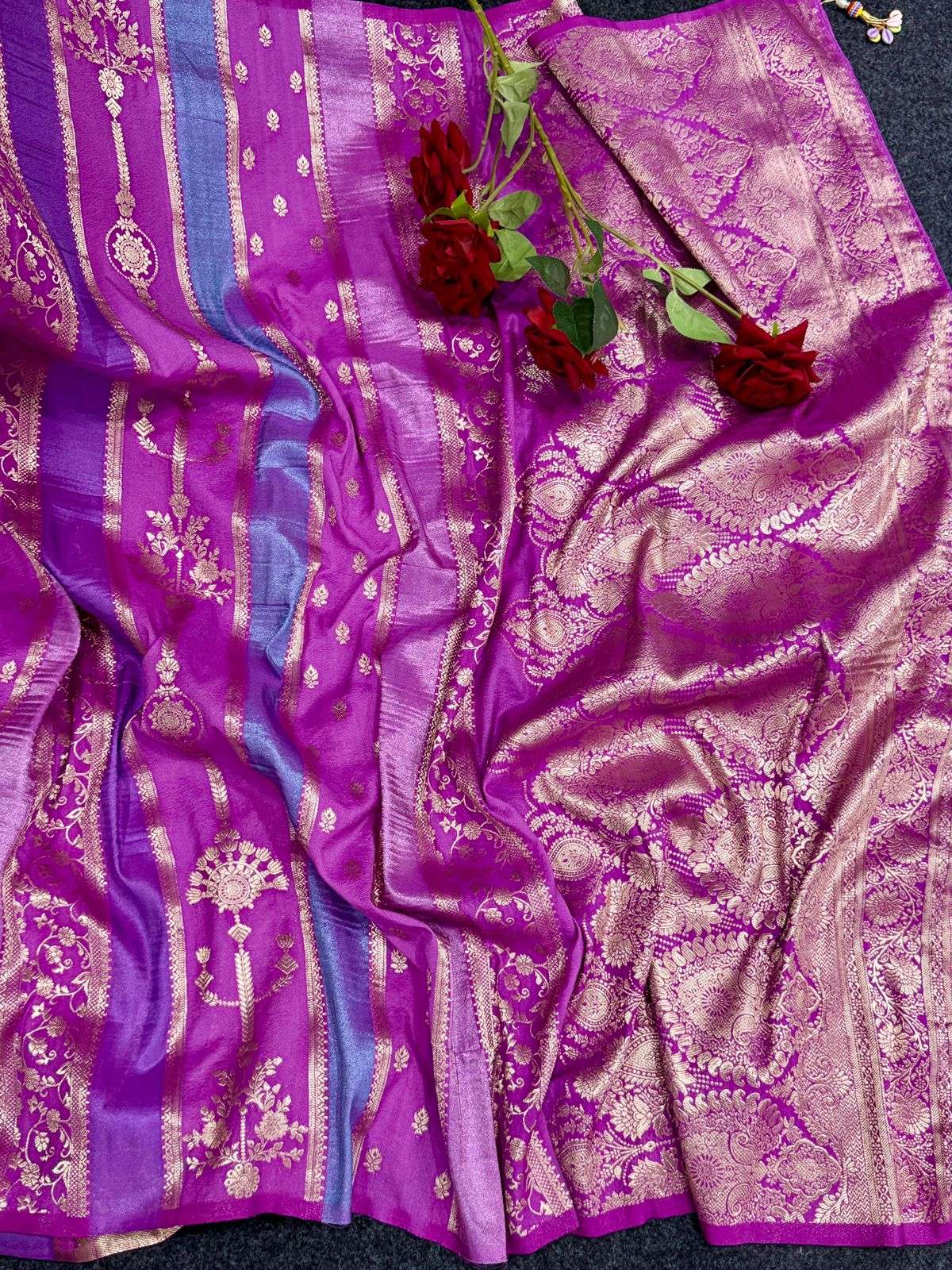 PURE CREPE KHADI MULTI COLOURTISSUE PATTA PAITHANI SILK SAREE AT WHOLESALE PRICE 