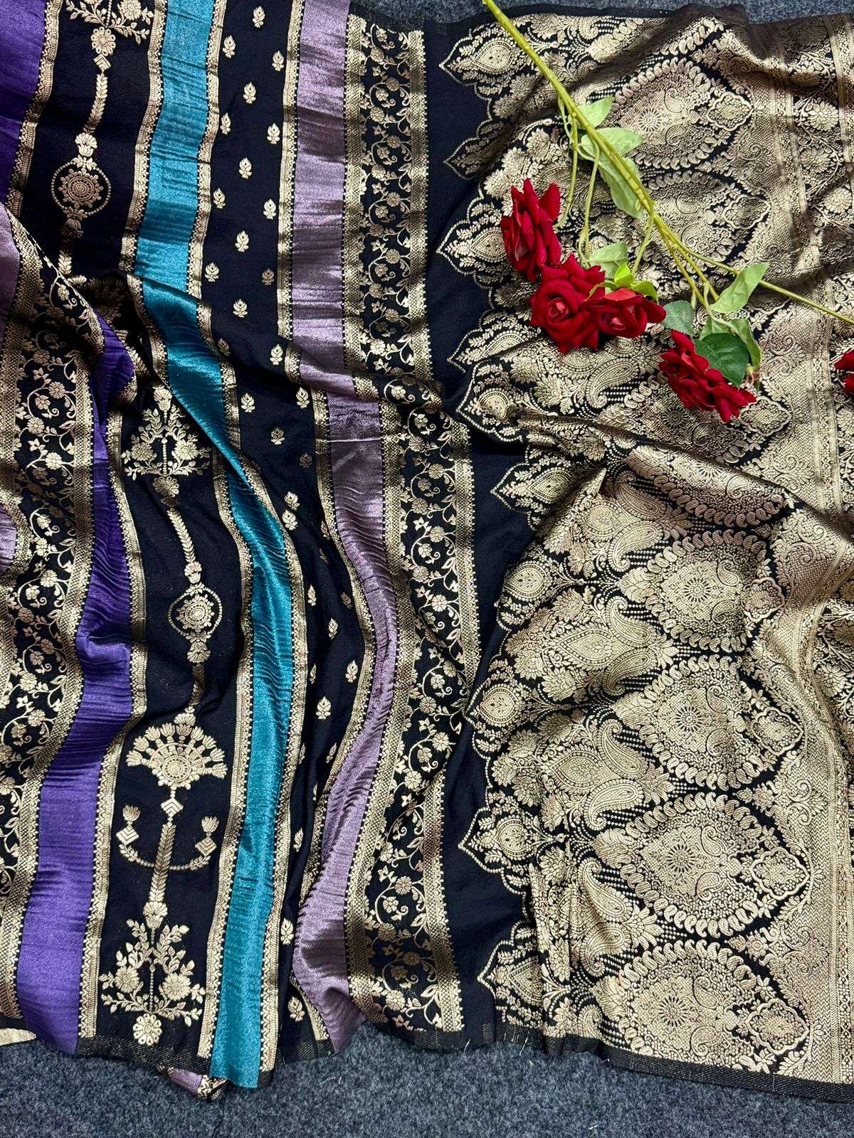 PURE CREPE KHADI MULTI COLOURTISSUE PATTA PAITHANI SILK SAREE AT WHOLESALE PRICE 