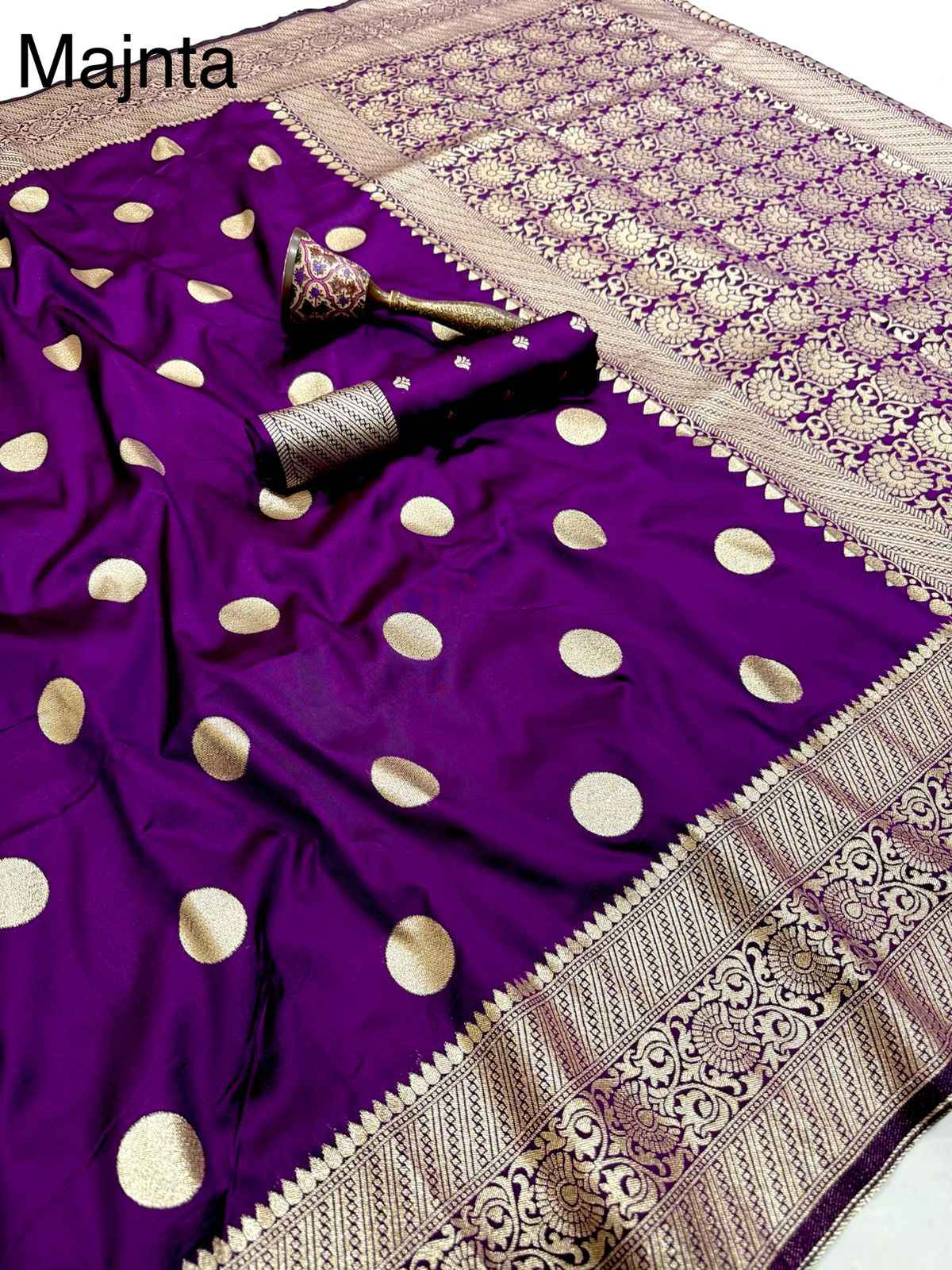 PURE HEAVY BANARASI SILK GOLD JARI WEAVING SAREE 1 AT WHOLESALE PRICE