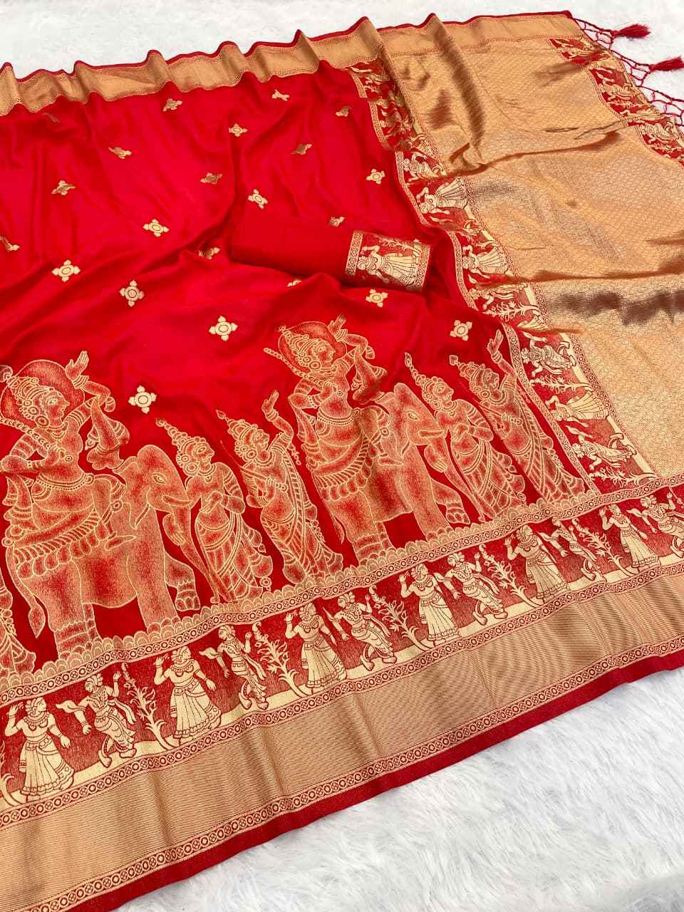 PURE KHADDI CREAP GEORGETTE JAQURAD WEAVING KALAMKARI SAREE AT WHOLESALE PRICE