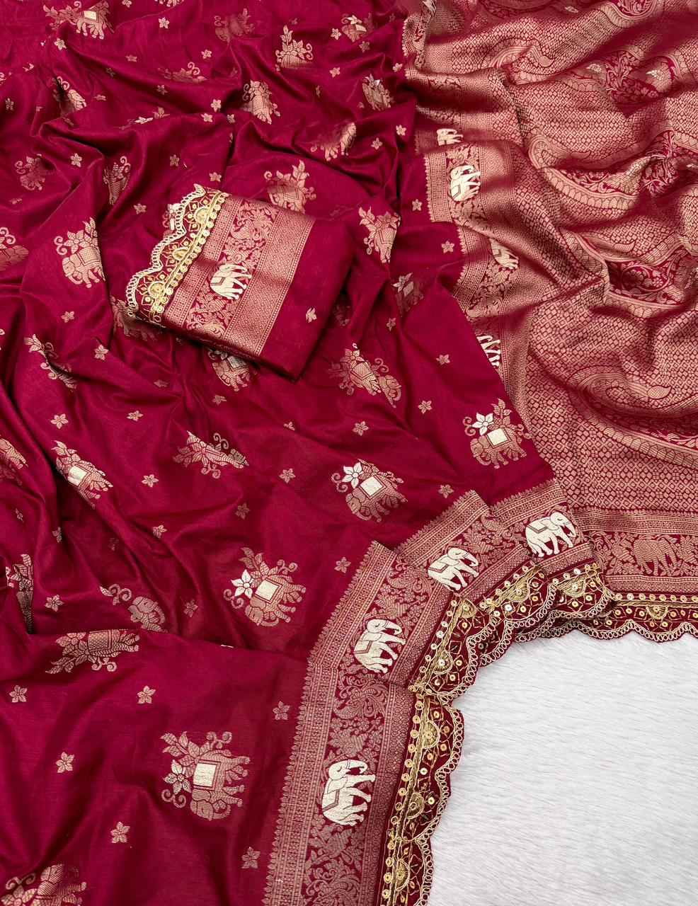 PURE KHADI DOLLA COTTAN MINAKARI ZARI WEAVING SAREE AT WHOLESALE PRICE
