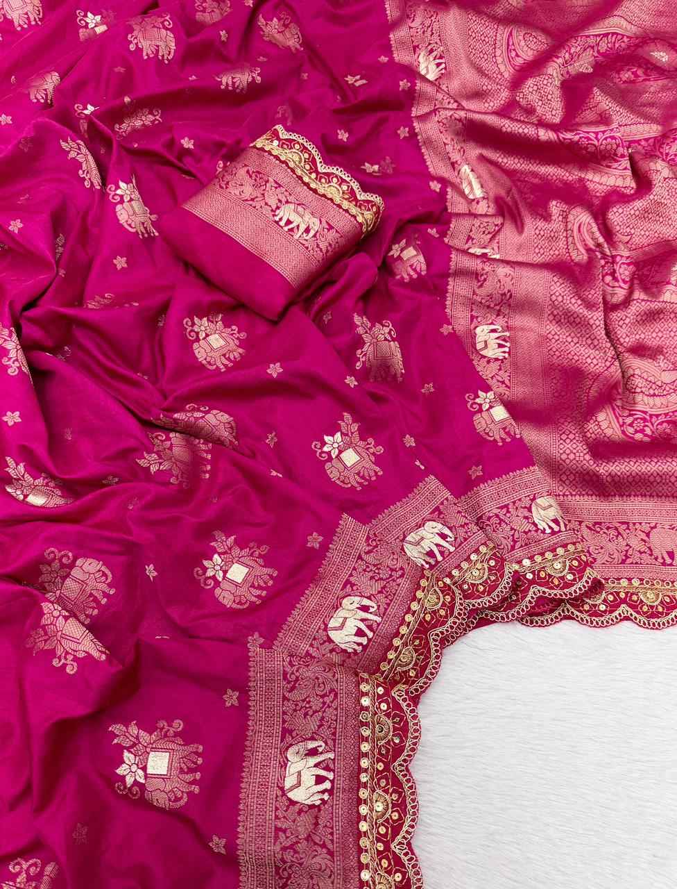 PURE KHADI DOLLA COTTAN MINAKARI ZARI WEAVING SAREE AT WHOLESALE PRICE