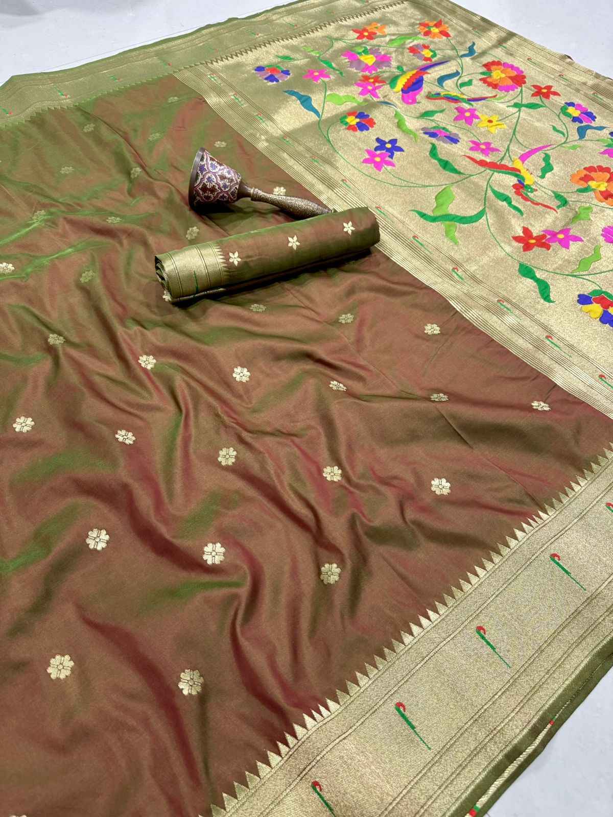 PURE SOFT KANCHIVRAM MUNIYA PETHANI SILK MINA ZARI WEAVING SAREE AT WHOLESALE PRICE