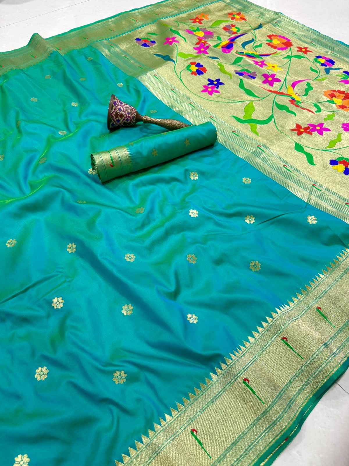 PURE SOFT KANCHIVRAM MUNIYA PETHANI SILK MINA ZARI WEAVING SAREE AT WHOLESALE PRICE