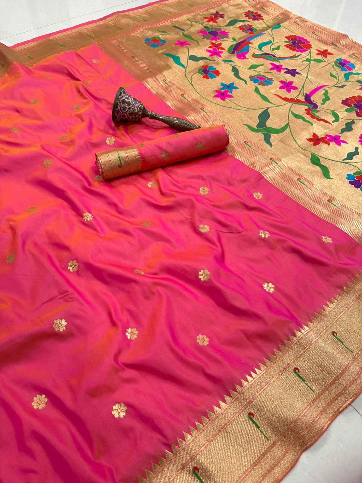 PURE SOFT KANCHIVRAM MUNIYA PETHANI SILK MINA ZARI WEAVING SAREE AT WHOLESALE PRICE