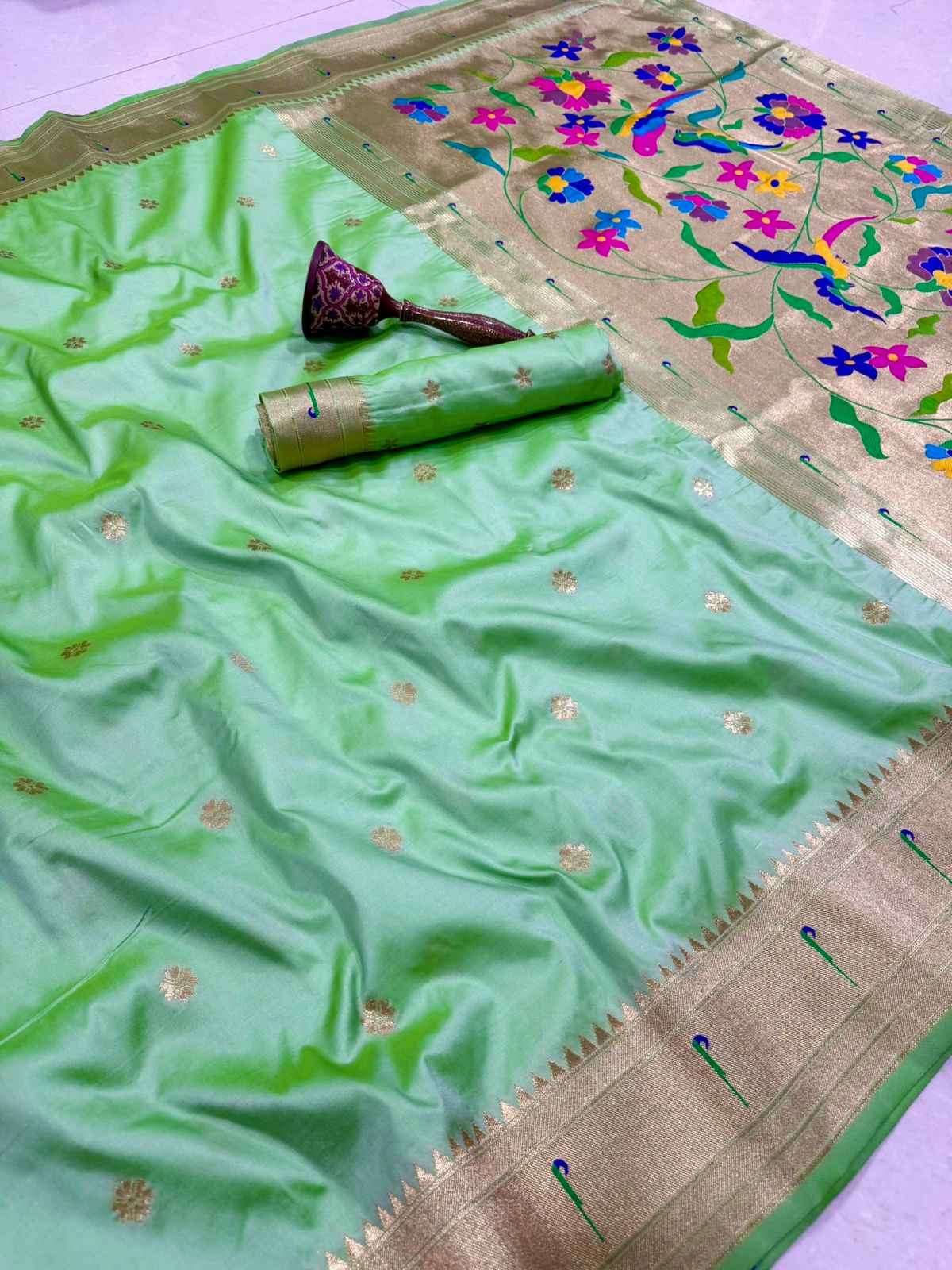 PURE SOFT KANCHIVRAM MUNIYA PETHANI SILK MINA ZARI WEAVING SAREE AT WHOLESALE PRICE