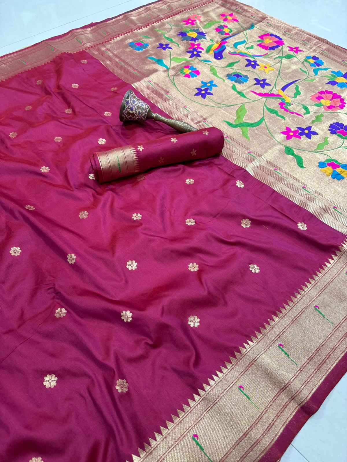 PURE SOFT KANCHIVRAM MUNIYA PETHANI SILK MINA ZARI WEAVING SAREE AT WHOLESALE PRICE