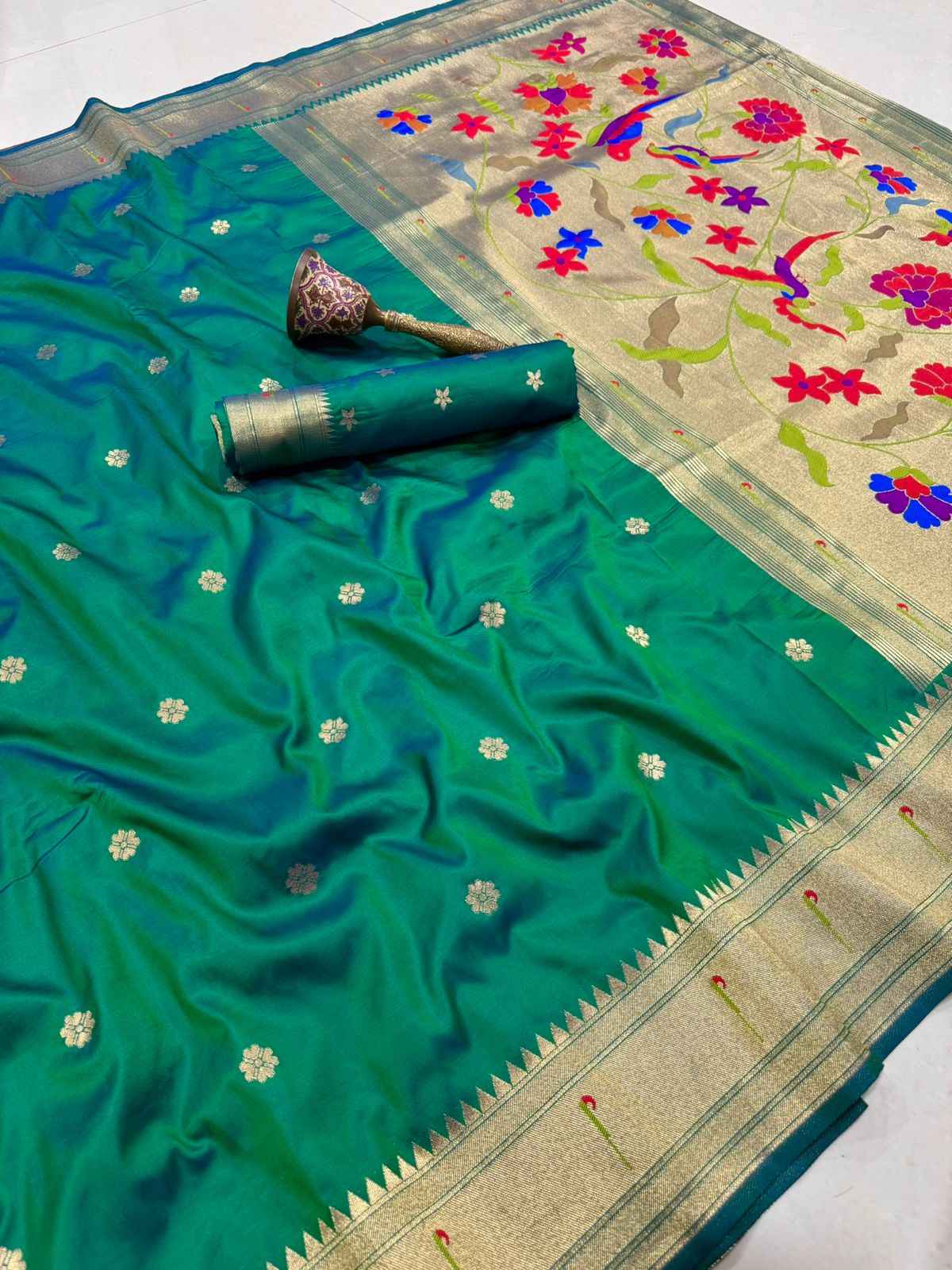 PURE SOFT KANCHIVRAM MUNIYA PETHANI SILK MINA ZARI WEAVING SAREE AT WHOLESALE PRICE