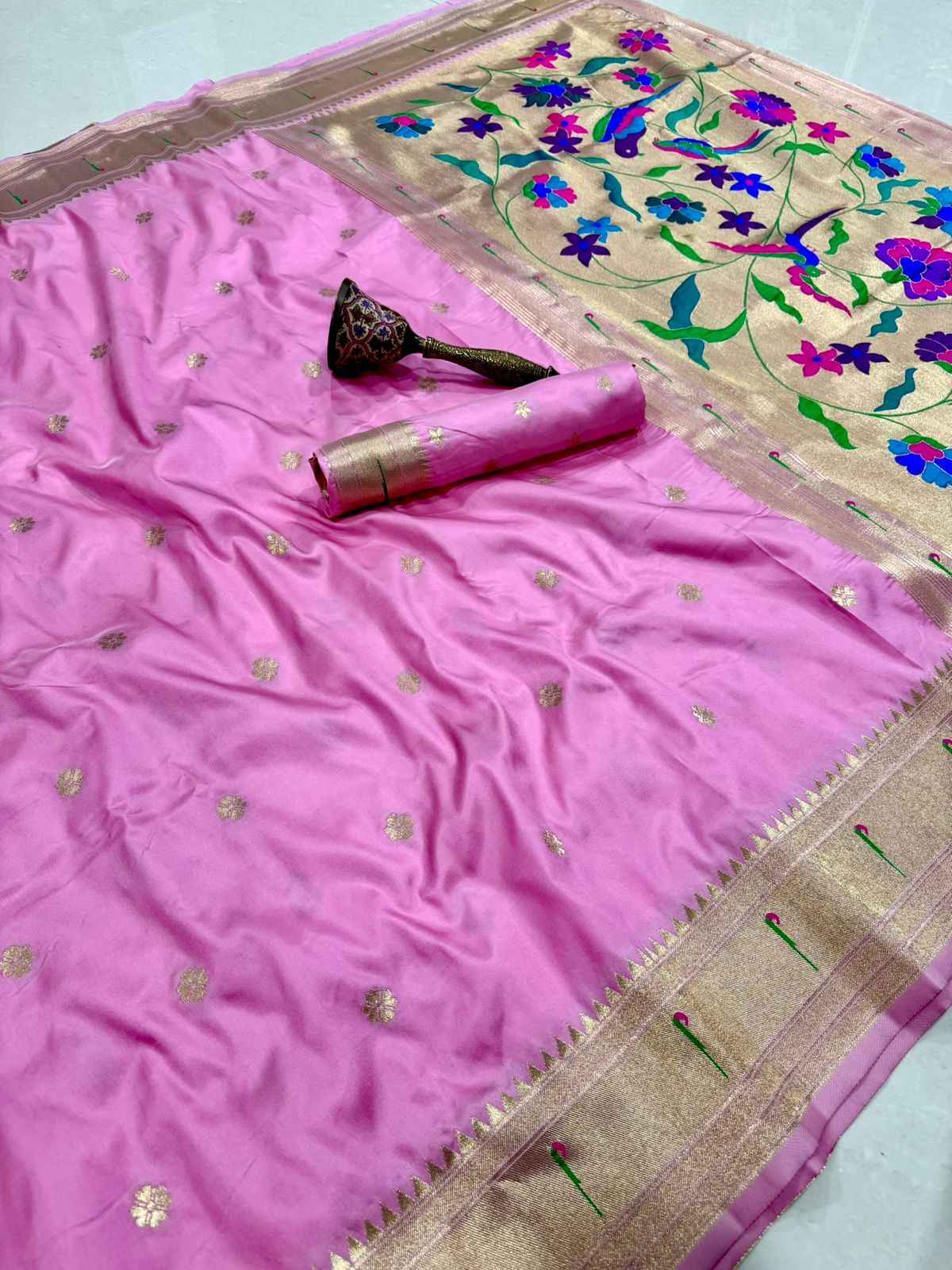 PURE SOFT KANCHIVRAM MUNIYA PETHANI SILK MINA ZARI WEAVING SAREE AT WHOLESALE PRICE