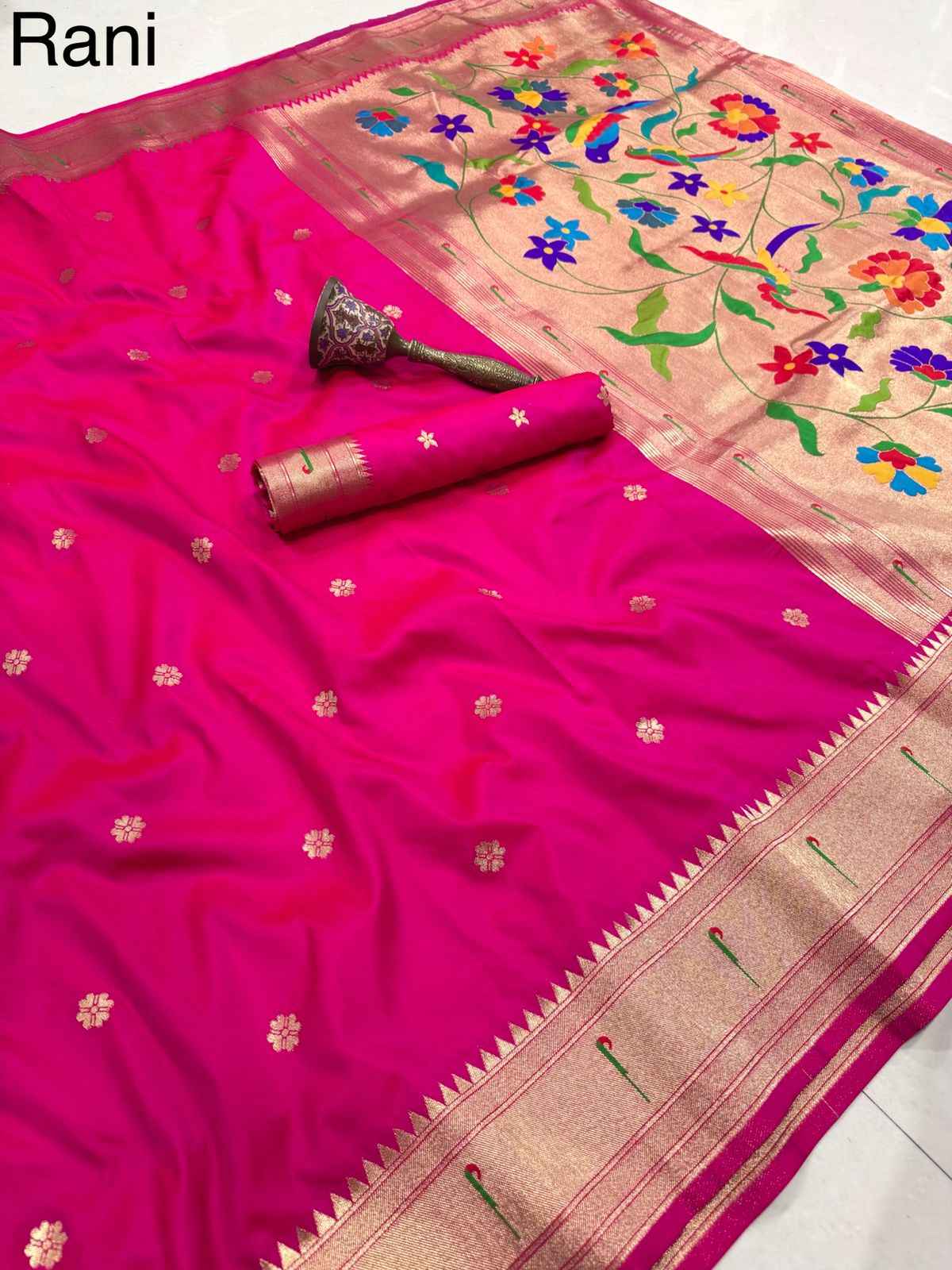PURE SOFT KANCHIVRAM MUNIYA PETHANI SILK MINA ZARI WEAVING SAREE AT WHOLESALE PRICE