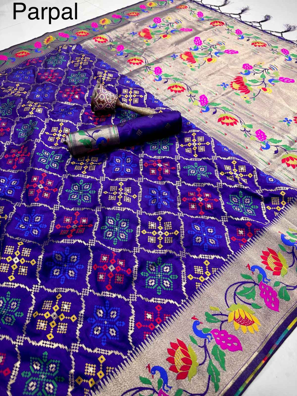 PURE SOFT KANCHIVRAM PATOLA PAITHANI SILK ZARI WEAVING SAREE AT WHOLESALE PRICE