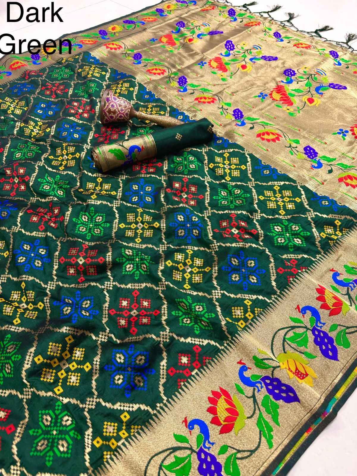 PURE SOFT KANCHIVRAM PATOLA PAITHANI SILK ZARI WEAVING SAREE AT WHOLESALE PRICE