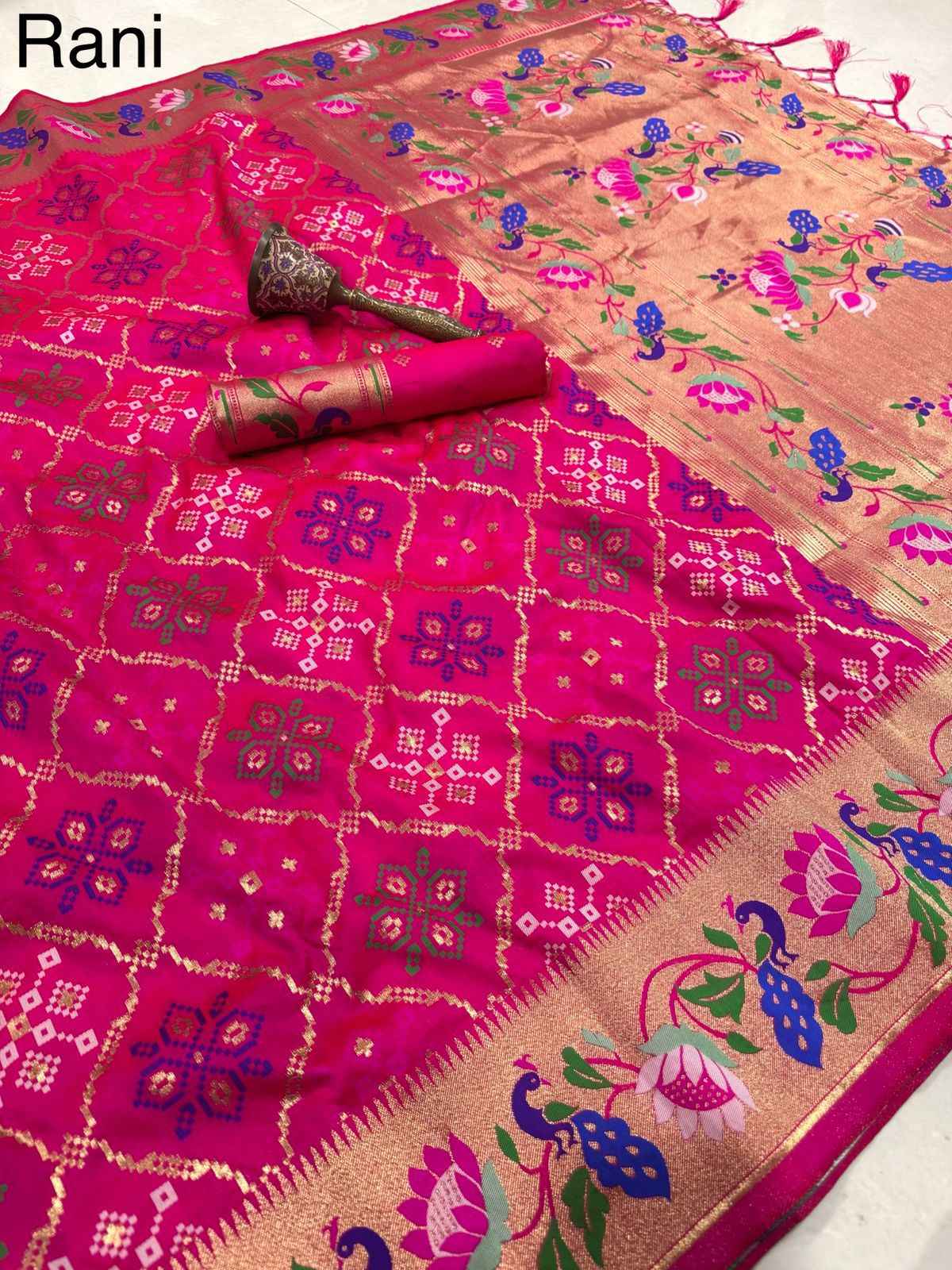 PURE SOFT KANCHIVRAM PATOLA PAITHANI SILK ZARI WEAVING SAREE AT WHOLESALE PRICE