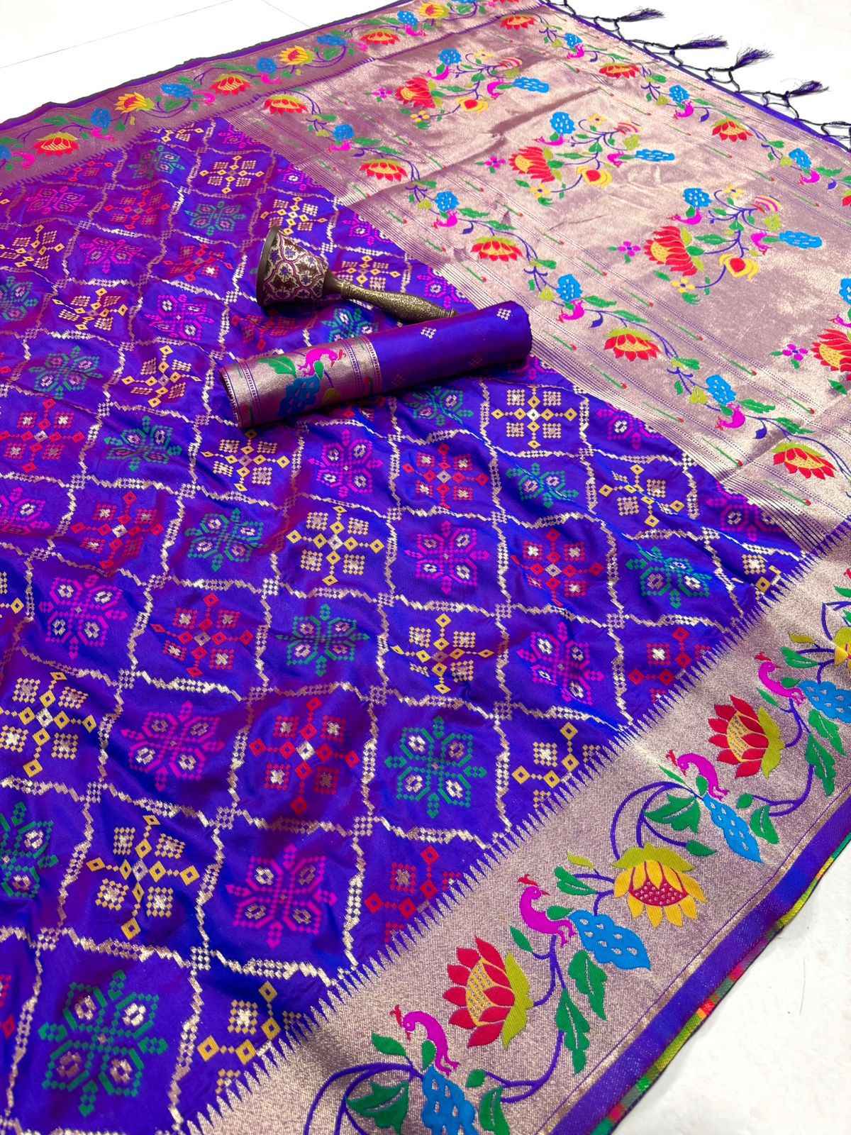 PURE SOFT KANCHIVRAM PATOLA PAITHANI SILK ZARI WEAVING SAREE AT WHOLESALE PRICE