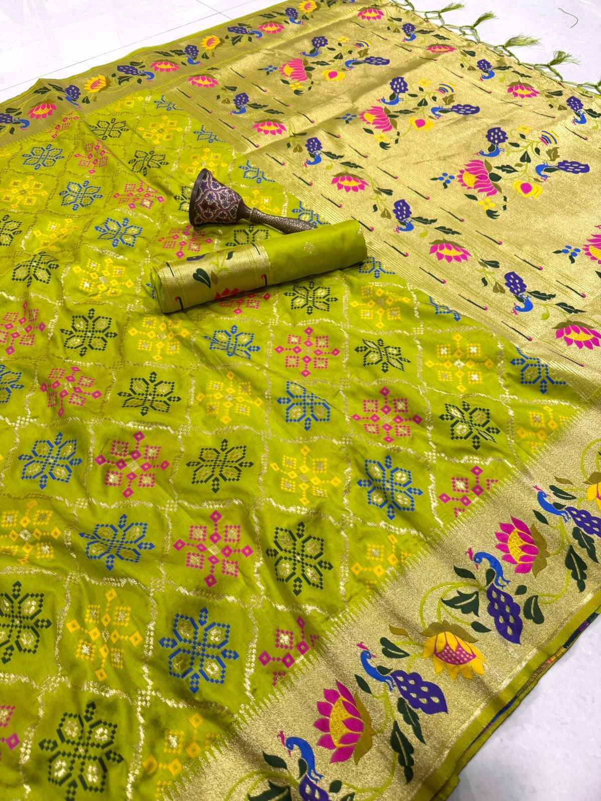 PURE SOFT KANCHIVRAM PATOLA PAITHANI SILK ZARI WEAVING SAREE AT WHOLESALE PRICE