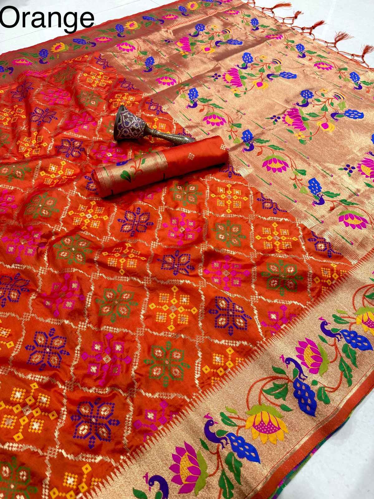 PURE SOFT KANCHIVRAM PATOLA PAITHANI SILK ZARI WEAVING SAREE AT WHOLESALE PRICE