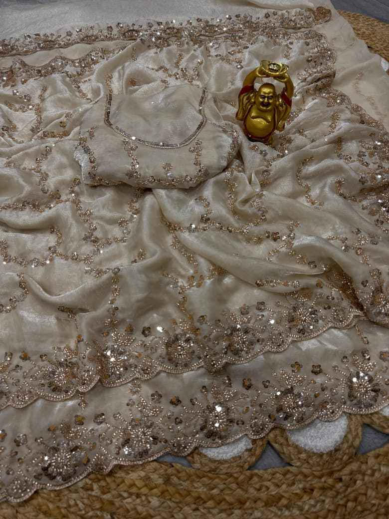 PURE SPACE SILK SEQUENCE AND CUTDANA HANDWORK SAREE AT WHOLESALE PRICE 