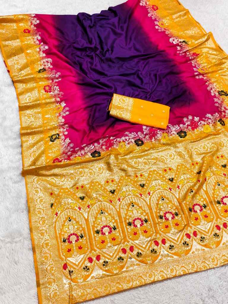 PURE VISCOSE DOLLA SILK SELF MEENAKARI ZARI WEAVING SAREE AT WHOLESALE PRICE