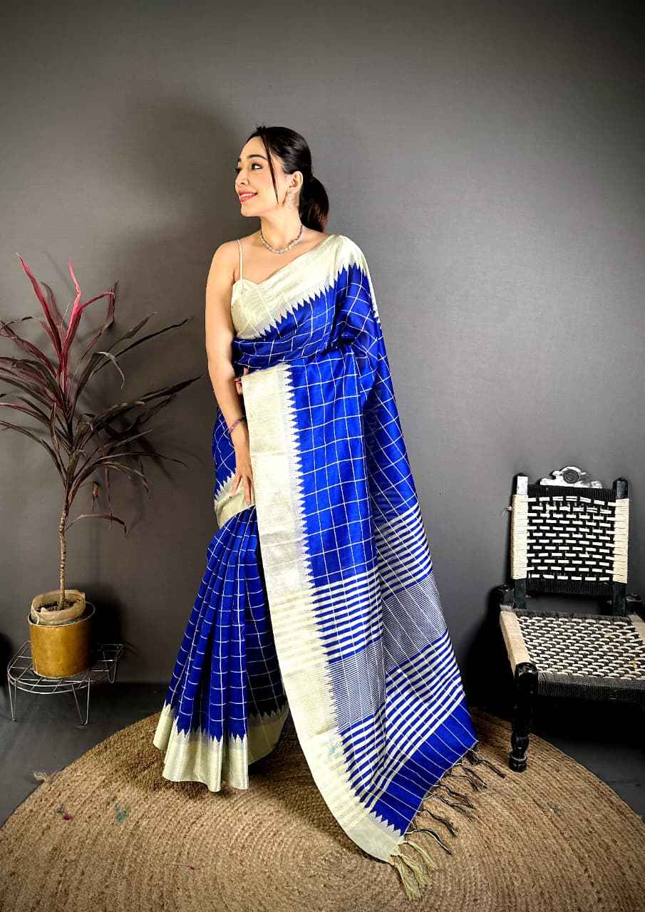 RAW SILK TEMPLE WEAVING BORDER SAREE AT WHOLESALE PRICE