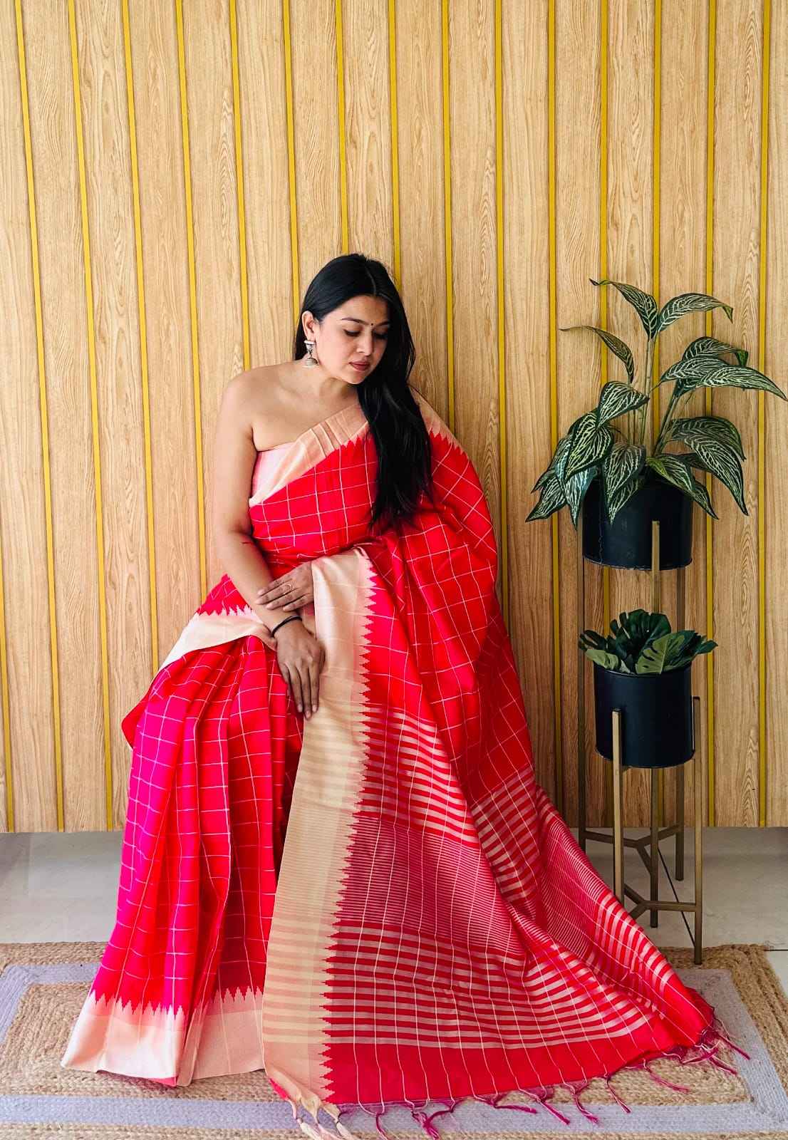 RAW SILK TEMPLE WEAVING BORDER SAREE AT WHOLESALE PRICE