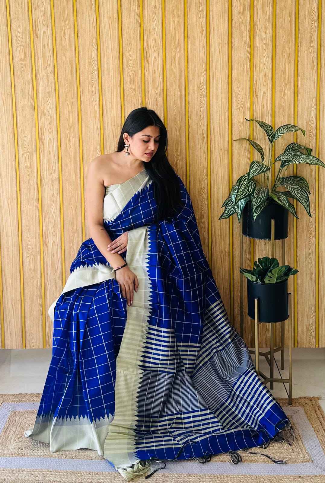 RAW SILK TEMPLE WEAVING BORDER SAREE AT WHOLESALE PRICE