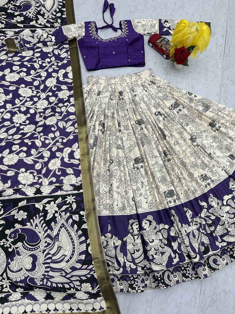 RAYON COTTON KALAMKARI PRINT LEHENGA CHOLI 1 AT WHOLESALE PRICE