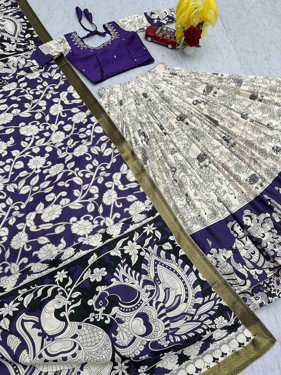 RAYON COTTON KALAMKARI PRINT LEHENGA CHOLI 1 AT WHOLESALE PRICE