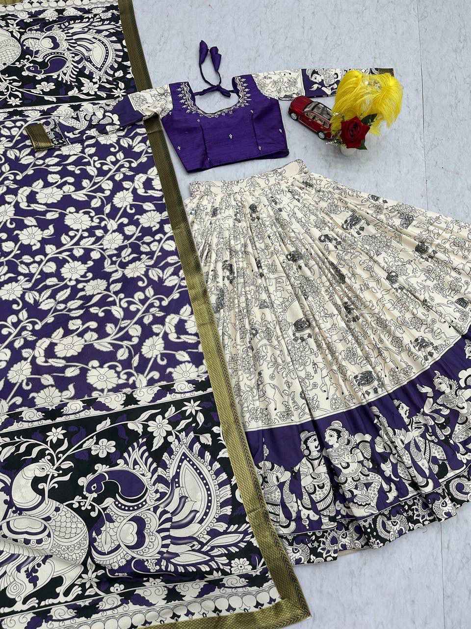 RAYON COTTON KALAMKARI PRINT LEHENGA CHOLI 1 AT WHOLESALE PRICE