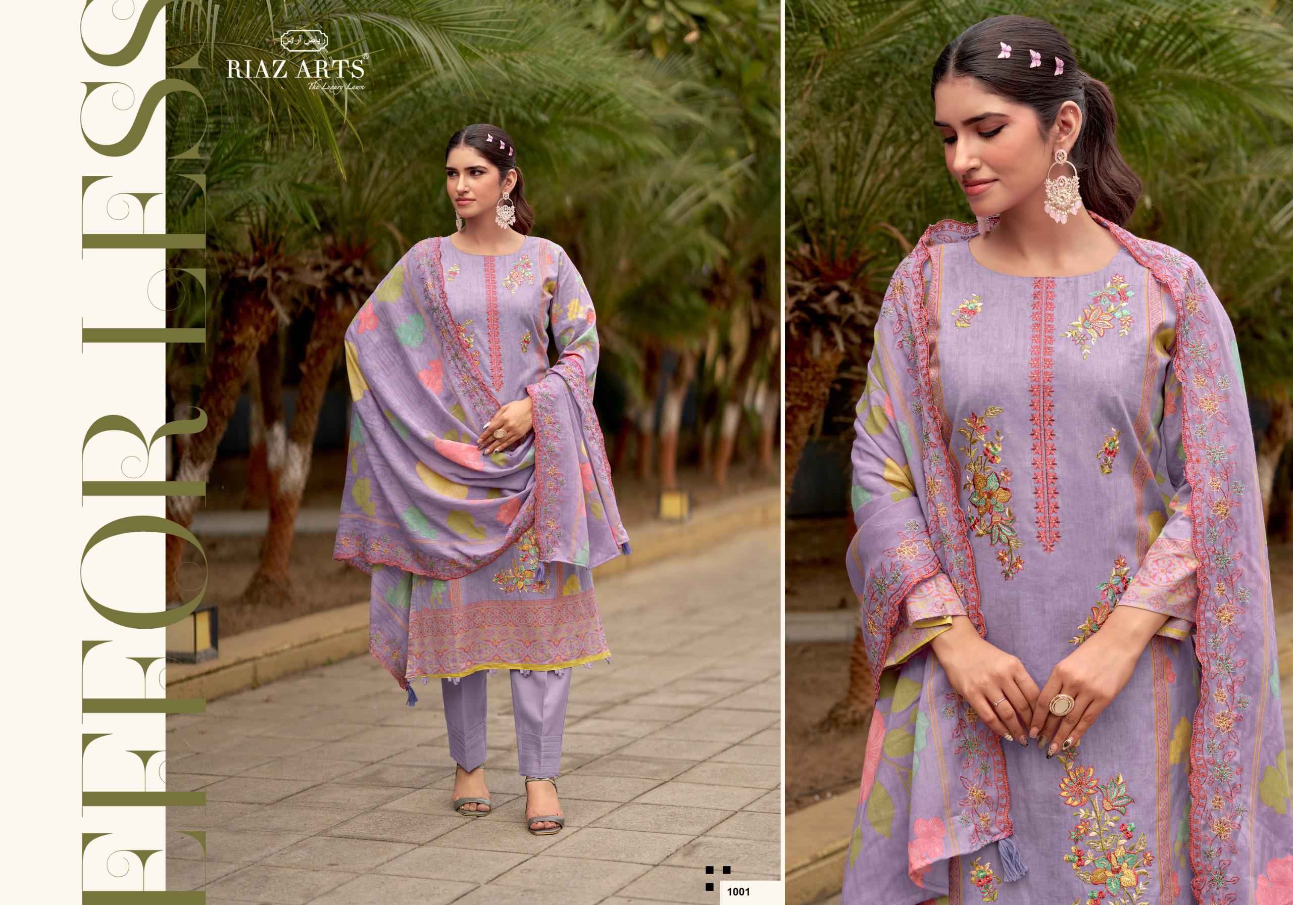 RIAZ ARTS KARIGIRI-E-SAEED COTTON CAMRIC LAWN DRESS MATERIAL AT WHOLESALE PRICE