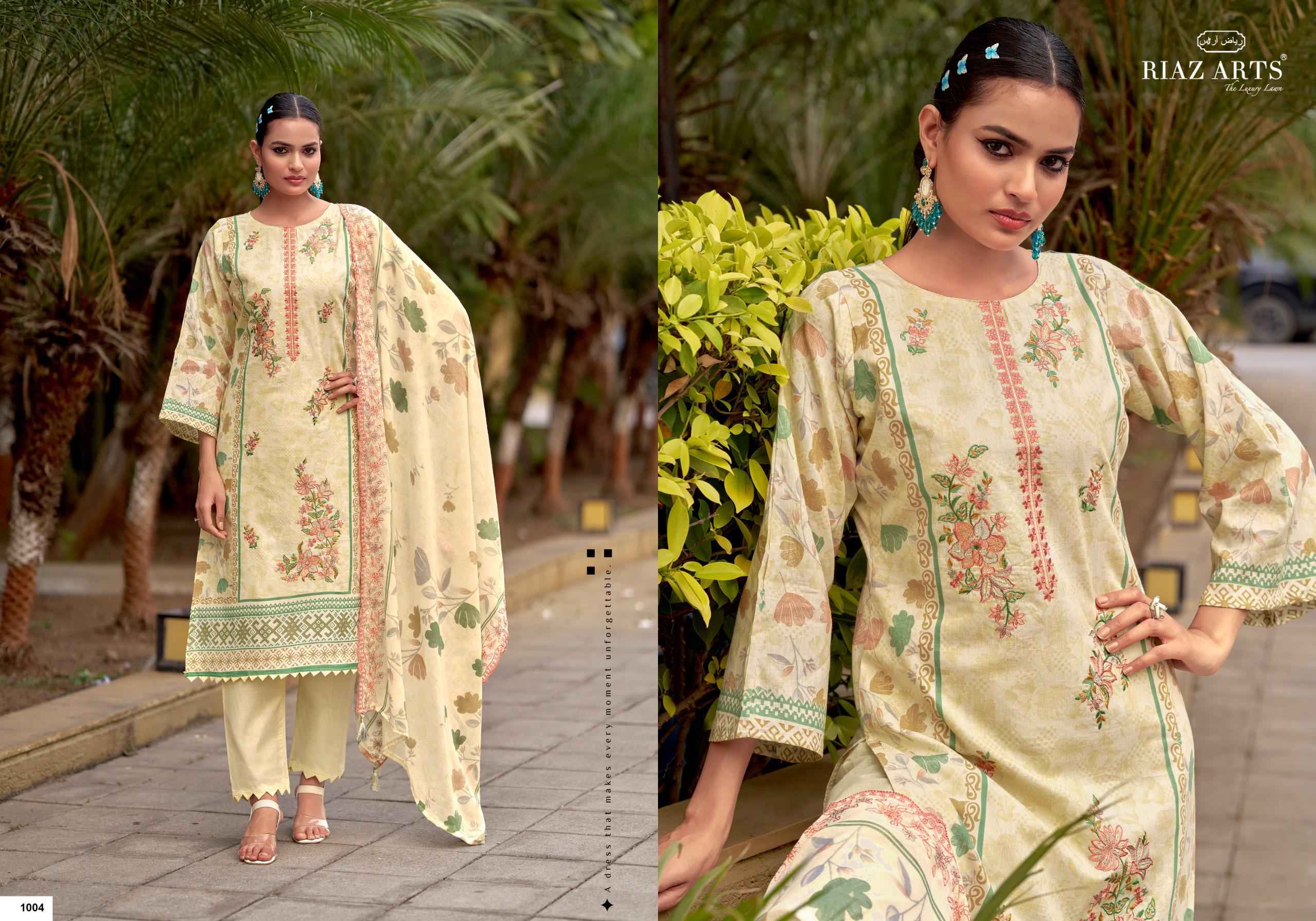 RIAZ ARTS KARIGIRI-E-SAEED COTTON CAMRIC LAWN DRESS MATERIAL AT WHOLESALE PRICE