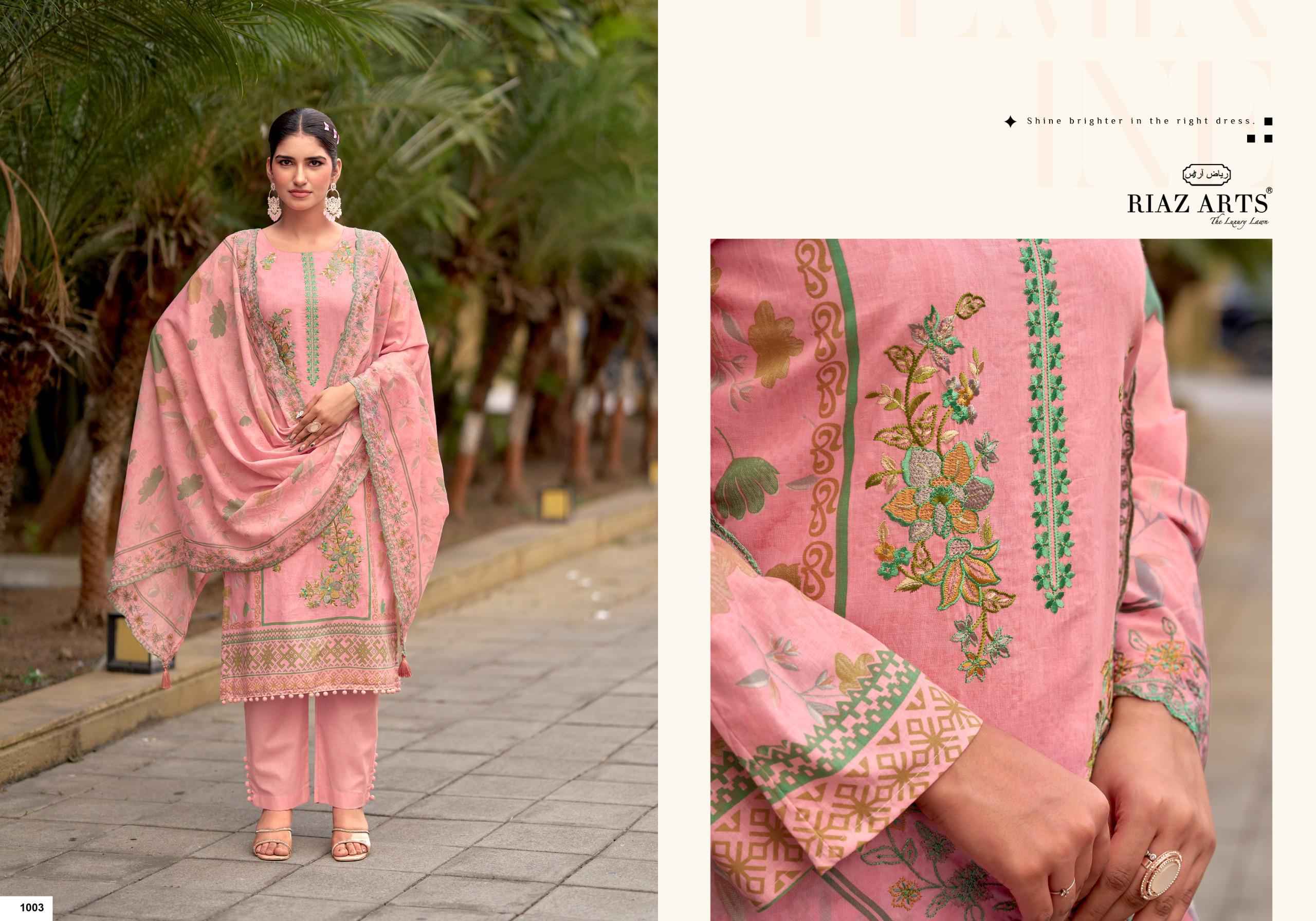 RIAZ ARTS KARIGIRI-E-SAEED COTTON CAMRIC LAWN DRESS MATERIAL AT WHOLESALE PRICE