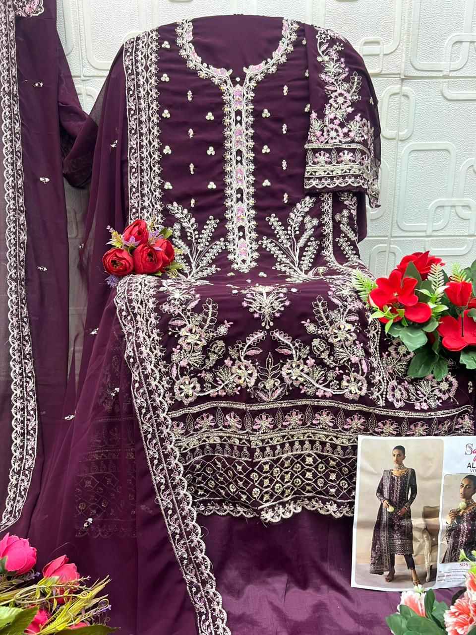  SAJIDA ALAYA VOL-12 GEORGETTE WITH HEAVY EMBROIDERED DRESS MATERIAL WHOLESALE 