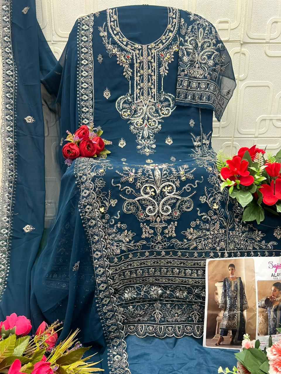  SAJIDA ALAYA VOL-12 GEORGETTE WITH HEAVY EMBROIDERED DRESS MATERIAL WHOLESALE 