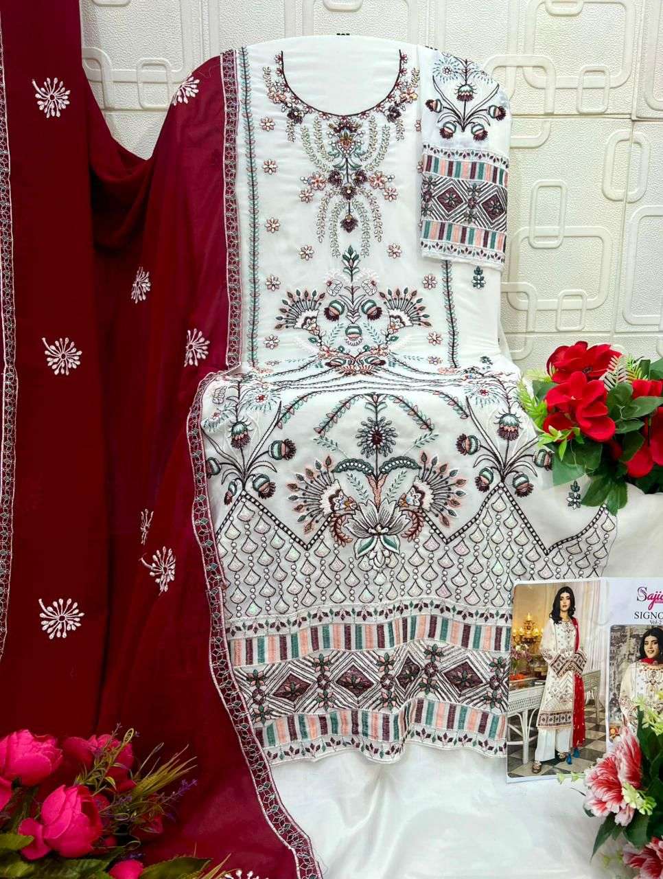 SAJIDA SIGNORA VOL-2 GEORGETTE HEAVY EMBROIDERED PAKISTANI DRESS MATERIAL AT WHOLESALE PRICE