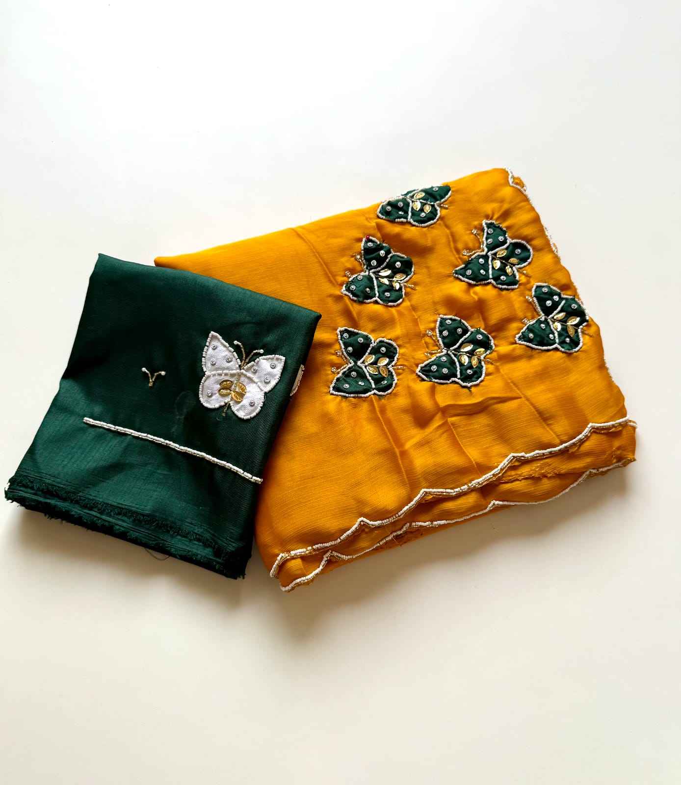 SOFT PURE SATIN CHIFFON BUTTERFLY HANDWORK SAREE AT WHOLESALE PRICE