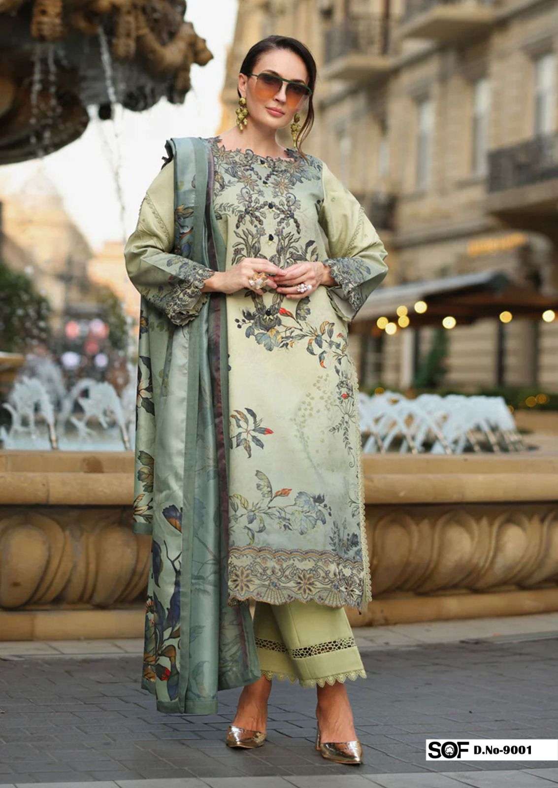 SHREE OM FABSAIRA RIZWAN VOL-9 LAWN PRINTED DRESS MATERIAL AT WHOLESALE PRICE
