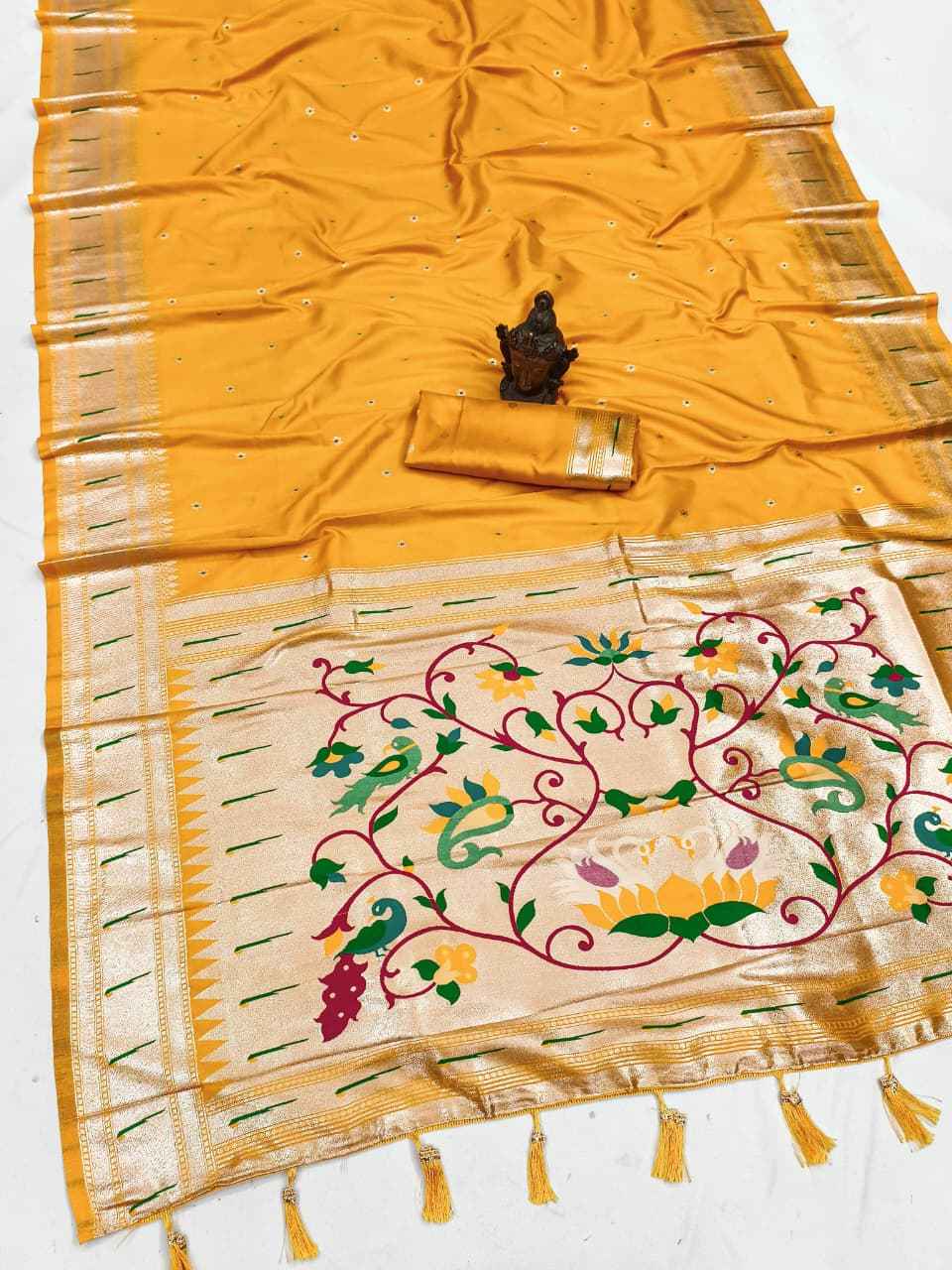 SOFT AND PURE BANARASI SILK SELF ZARI WEAVING MUNIYA PAITHANI SAREE AT WHOLESALE PRICE