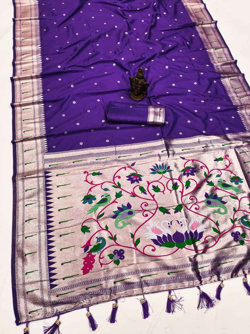 SOFT AND PURE BANARASI SILK SELF ZARI WEAVING MUNIYA PAITHANI SAREE AT WHOLESALE PRICE