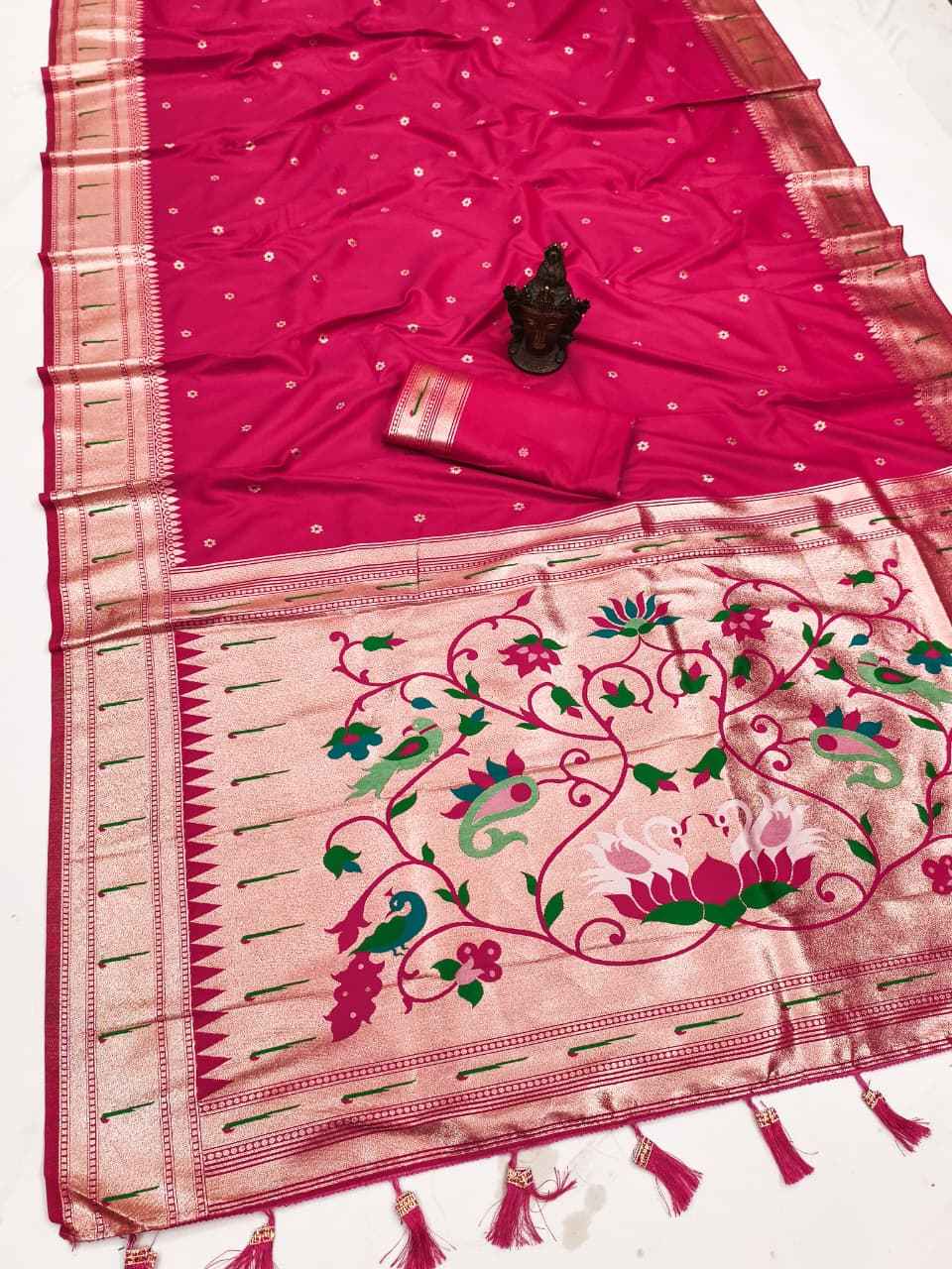 SOFT AND PURE BANARASI SILK SELF ZARI WEAVING MUNIYA PAITHANI SAREE AT WHOLESALE PRICE