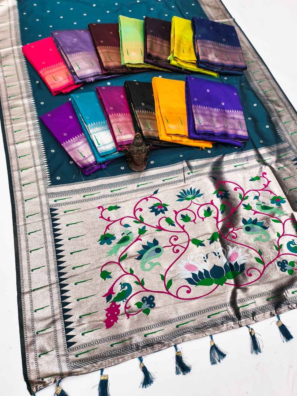 SOFT AND PURE BANARASI SILK SELF ZARI WEAVING MUNIYA PAITHANI SAREE AT WHOLESALE PRICE