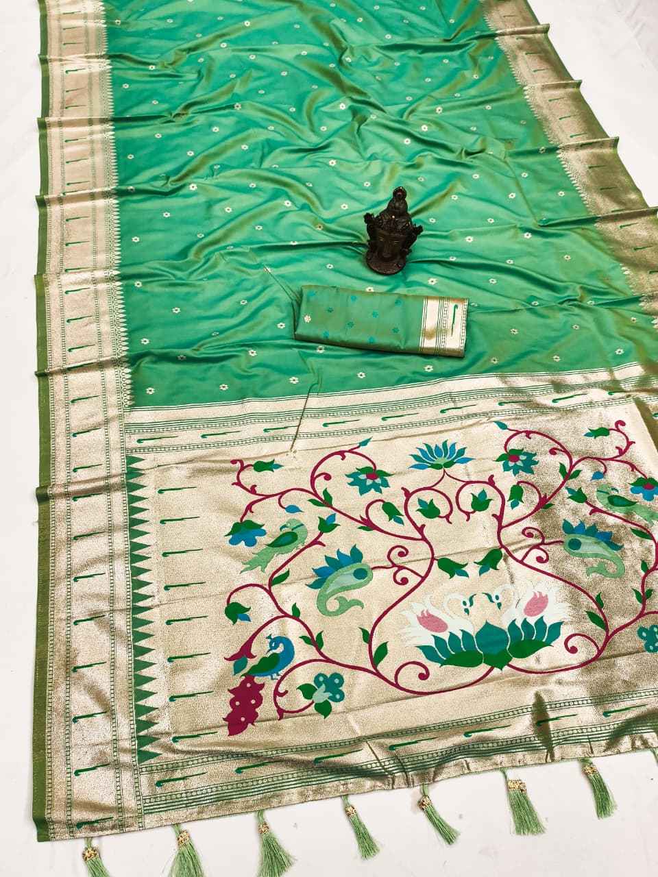 SOFT AND PURE BANARASI SILK SELF ZARI WEAVING MUNIYA PAITHANI SAREE AT WHOLESALE PRICE