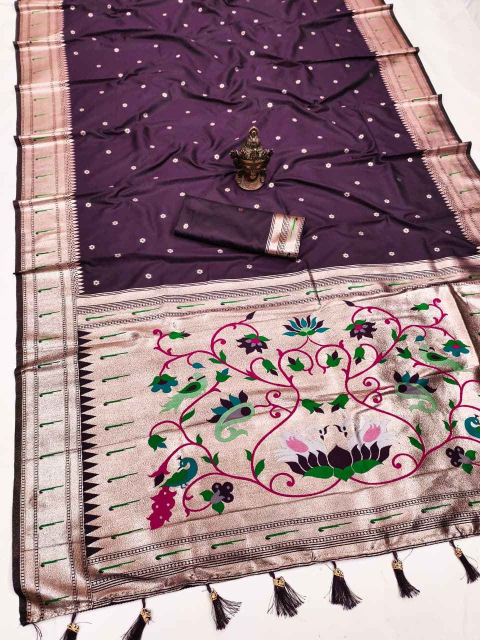 SOFT AND PURE BANARASI SILK SELF ZARI WEAVING MUNIYA PAITHANI SAREE AT WHOLESALE PRICE