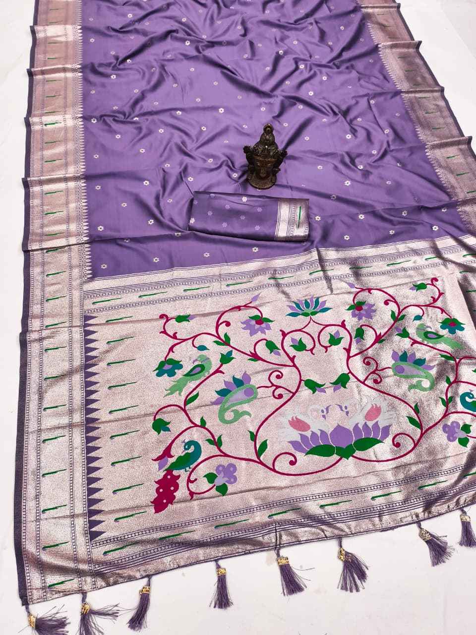 SOFT AND PURE BANARASI SILK SELF ZARI WEAVING MUNIYA PAITHANI SAREE AT WHOLESALE PRICE