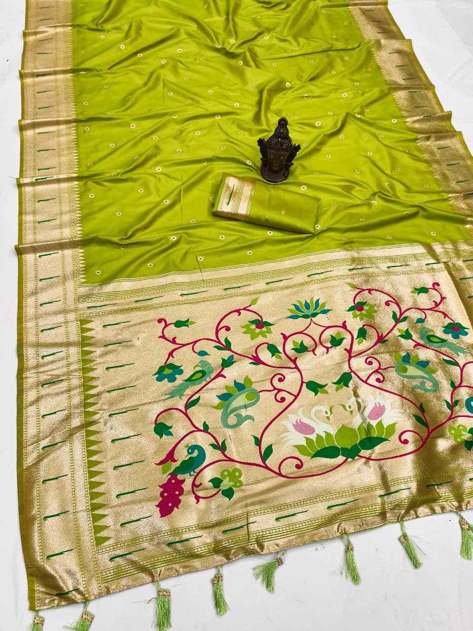 SOFT AND PURE BANARASI SILK SELF ZARI WEAVING MUNIYA PAITHANI SAREE AT WHOLESALE PRICE