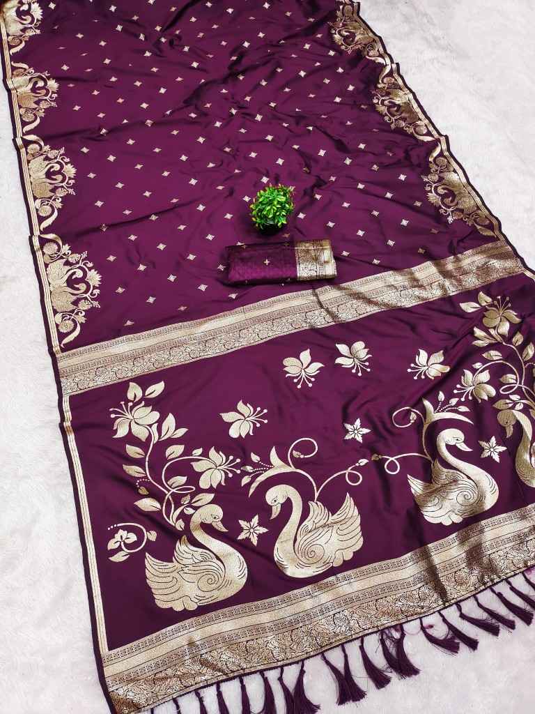 SOFT BANARASI WITH ZARI WEAVING SILK SAREE 1 AT WHOLESALE PRICE